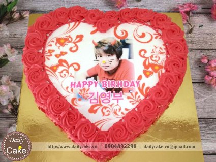 Bánh hình tim in ảnh sinh nhật bạn trai 002