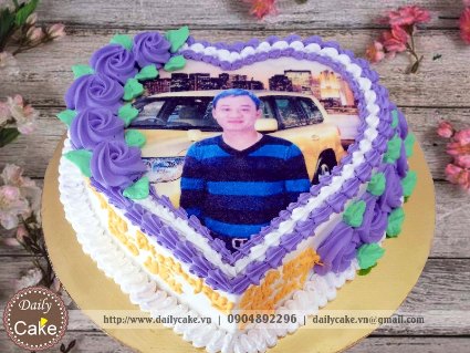 Bánh hình tim in ảnh sinh nhật chồng yêu 001