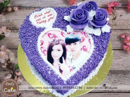 Bánh hình tim in ảnh sinh nhật chồng yêu 002