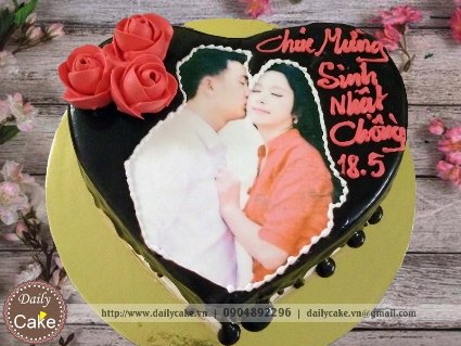 Bánh hình tim in ảnh sinh nhật chồng yêu 003