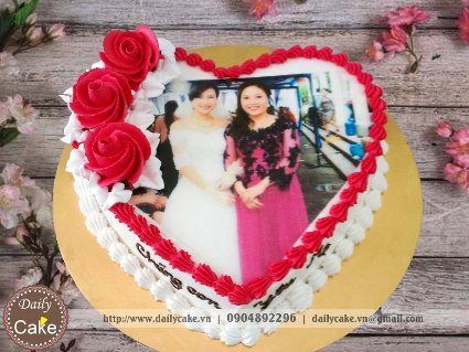 Bánh hình tim in ảnh sinh nhật mẹ yêu 001