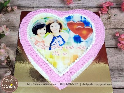 Bánh hình tim in ảnh sinh nhật mẹ yêu 002