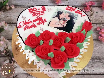 Bánh hình tim in ảnh sinh nhật vợ yêu 001