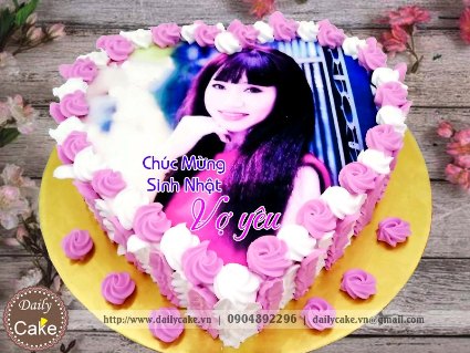 Bánh hình tim in ảnh sinh nhật vợ yêu 003