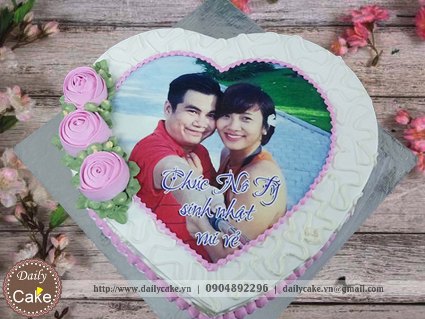 Bánh hình tim in ảnh sinh nhật vợ yêu 004