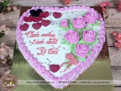 Bánh kem hình tim sinh nhật vợ yêu 001