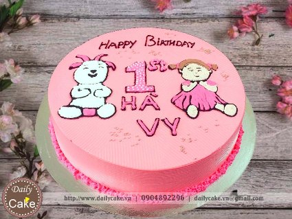 Bánh sinh nhật bé gái cùng bạn dê