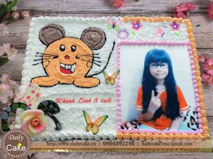 Bánh sinh nhật in ảnh bé gái 002