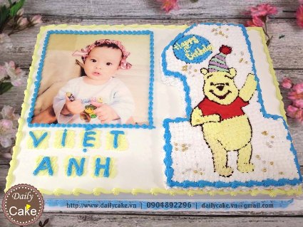 Bánh sinh nhật in ảnh bé trai 1 tuổi 001