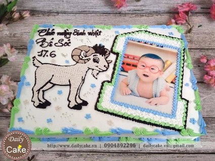 Bánh sinh nhật in ảnh bé trai 1 tuổi 002