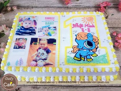 Bánh sinh nhật in ảnh bé trai tuổi ngựa 002