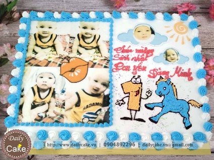 Bánh sinh nhật in ảnh bé trai tuổi ngựa 004