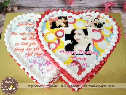 Bánh tim lồng in ảnh sinh nhật vợ yêu