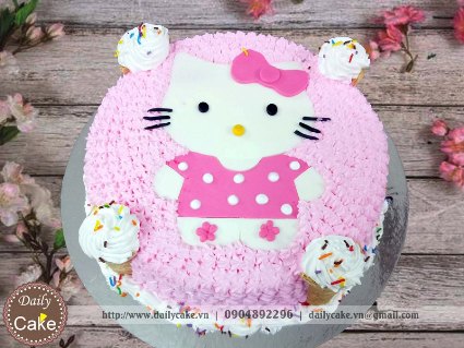 Bánh fondant sinh nhật tạo hình hello kitty 001