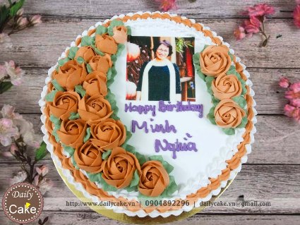 Bánh gato in ảnh hoa kem tươi 002