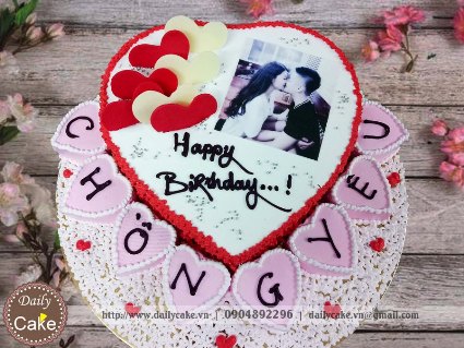 Bánh hình tim in ảnh sinh nhật chồng yêu 006