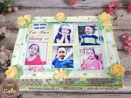 Bánh in ảnh sinh nhật chung các bạn cùng lớp 002