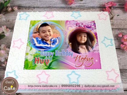 Bánh in ảnh sinh nhật chung hai bé 002