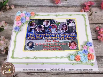 Bánh in ảnh tập thể giáo viên và học sinh trường Archimedes