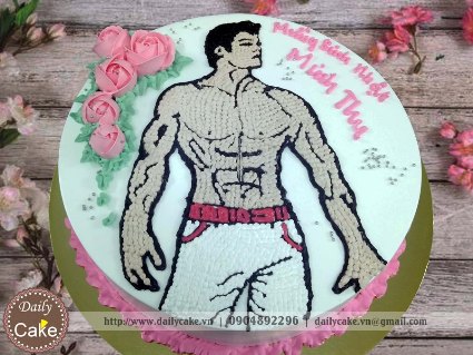 Bánh kem vẽ hình hot boy sáu múi tặng bạn gái