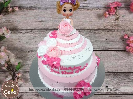Bánh sinh nhật hai tầng búp bê chibi 002