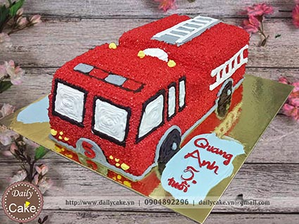Bánh sinh nhật hình ô tô cứu hỏa 003