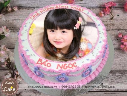 Bánh sinh nhật in ảnh bé gái 014