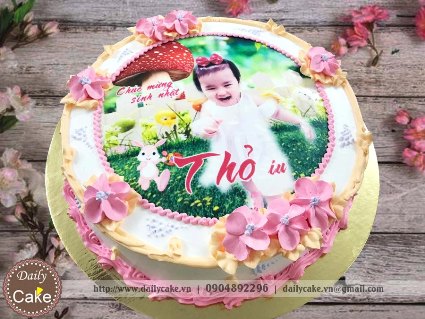Bánh sinh nhật in ảnh bé gái 022