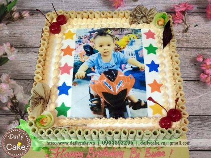 Bánh sinh nhật in ảnh bé trai 007