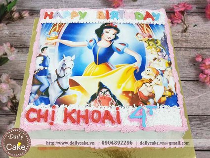 Bánh sinh nhật in ảnh công chúa bạch tuyết
