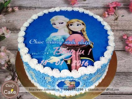 Bánh sinh nhật in ảnh công chúa elsa và anna 003