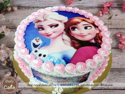 Bánh sinh nhật in ảnh công chúa elsa và anna 012