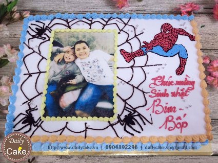 Bánh sinh nhật in ảnh vẽ spider man cho bé trai