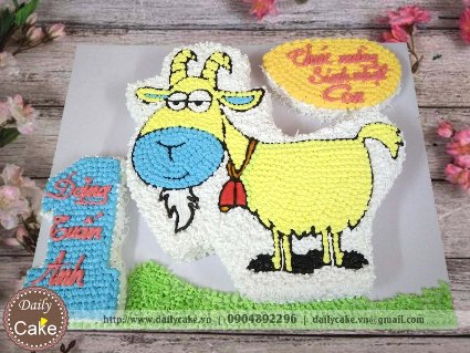 Bánh sinh nhật tạo hình dê vàng cho bé 1 tuổi
