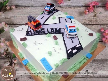 Bánh sinh nhật vẽ đường đua ô tô 002