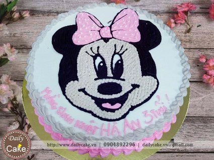 Bánh sinh nhật vẽ hình chuột Minnie Mouse 001