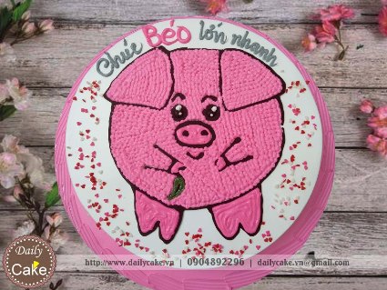 Bánh sinh nhật vẽ hình con lợn 001