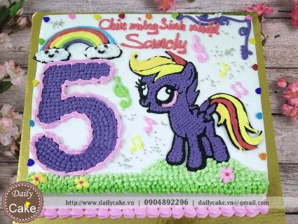 Bánh sinh nhật vẽ hình ngựa pony 001