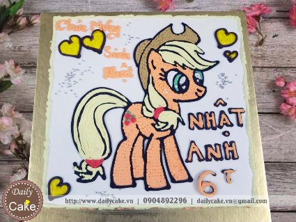 Bánh sinh nhật vẽ hình ngựa pony 003