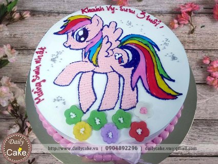 Bánh sinh nhật vẽ hình ngựa pony 004