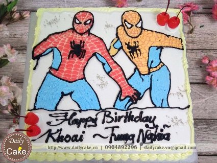 Bánh sinh nhật vẽ hình spider man 003