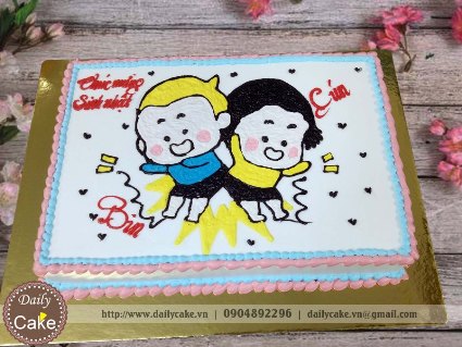 Bánh sinh nhật vẽ hình MiM mobile girl sticker đáng yêu