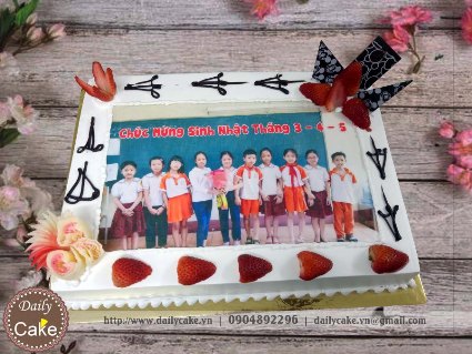Bánh in ảnh sinh nhật chung các bạn cùng lớp 004