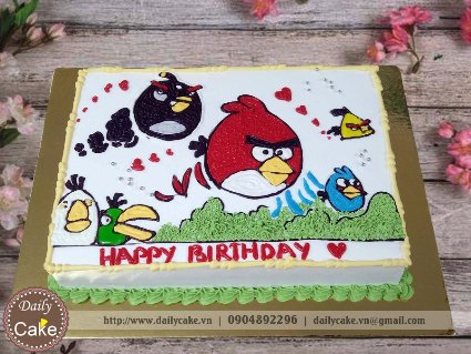 Bánh sinh nhật vẽ hình angry birds những chú chim giận dữ
