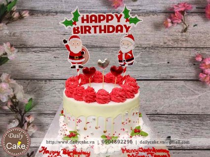 Bánh drip cake hiện đại trang trí chủ đề Noel