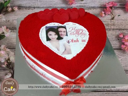 Bánh gato hình tim màu đỏ đẹp lãng mạn tặng người yêu