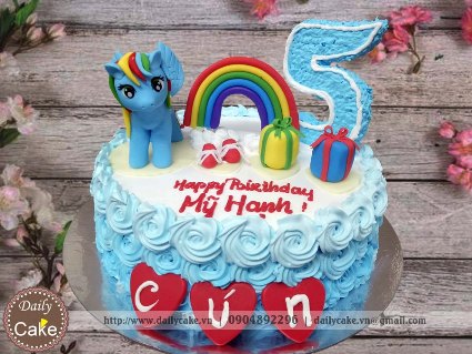 Bánh sinh nhật fondant hình pony xanh dễ thương