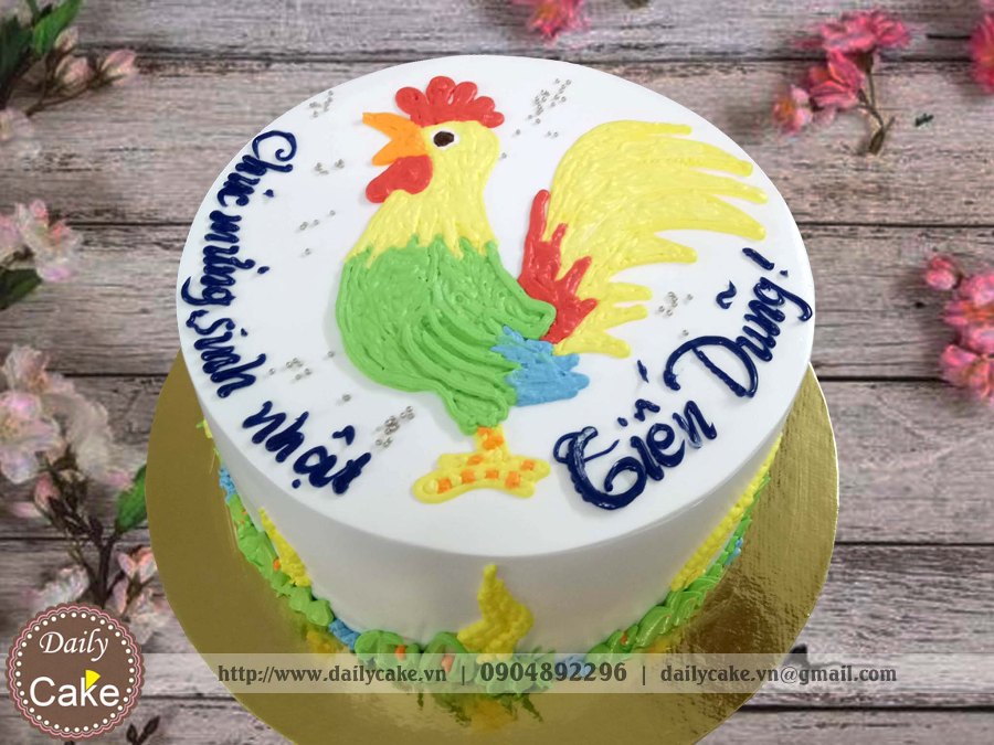 Bánh sinh nhật vẽ hình chú gà trống