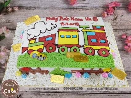 Bánh sinh nhật vẽ hình đoàn tàu hỏa
