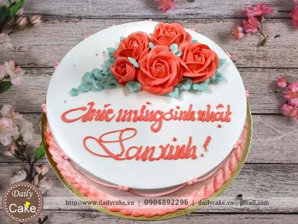 Bánh gato hoa hồng sinh nhật bạn gái